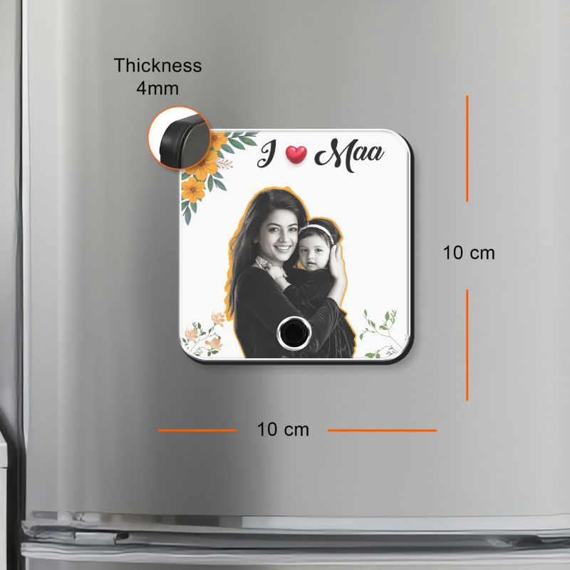 I Love Maa Musical Fridge Magnet (Custom Photo & Song)